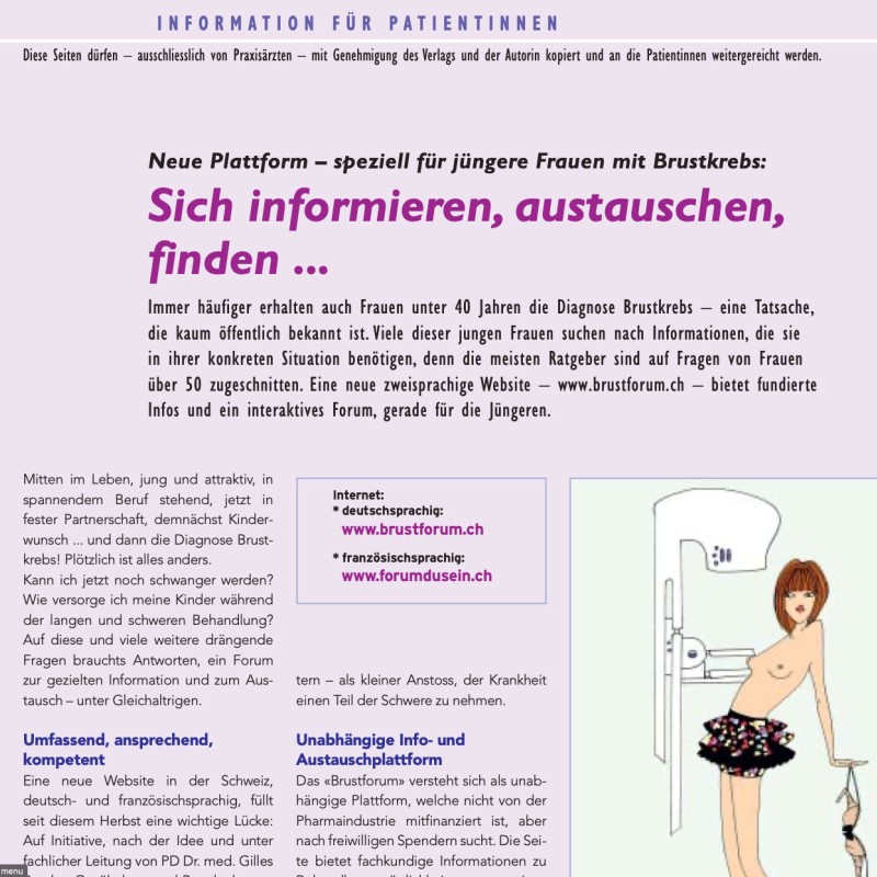 "Neue Platform - speziell für jüngere Frauen mit Brustkrebs"